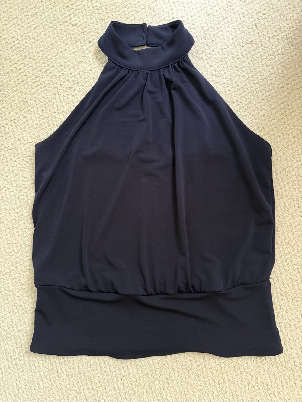 Boston Proper Navy Halter-Style Sleeveless Tank